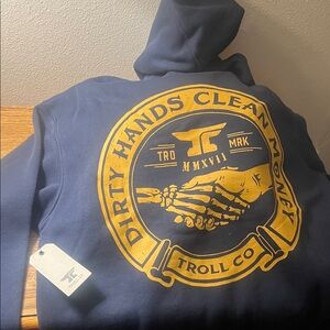 Troll Co. Navy Hoodie with Yellow Logo